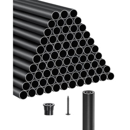Balusters, 36 In Aluminum Stair Balusters, 3/4 Inch Water-Proof Round Metal Spindle Railing, Hollow Deck Railing with Rail Caps & Screws for Stairs, Porch, Patio, Matte Black