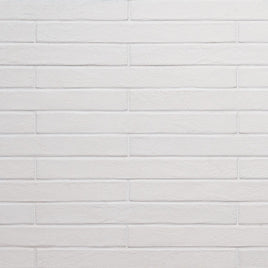 BRICKSTONE  WHITE 2 X 18 MATTE BRICK TILE    32pcs/box.   2112pcs/crate.   8sqft/box